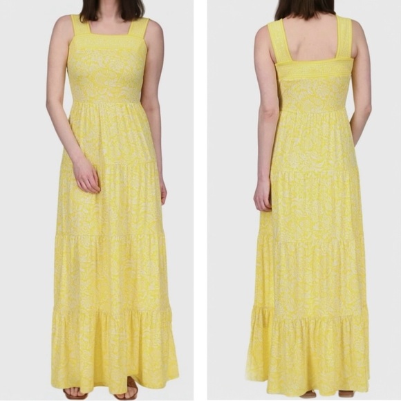 Michael Kors Tiered Floral Maxi Sundress Crepe Jersey Stretch - Picture 1 of 10